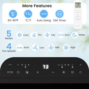 14000 BTU Inverter Portable Air Conditioner 3 in 1 Wifi Enabled AC Unit