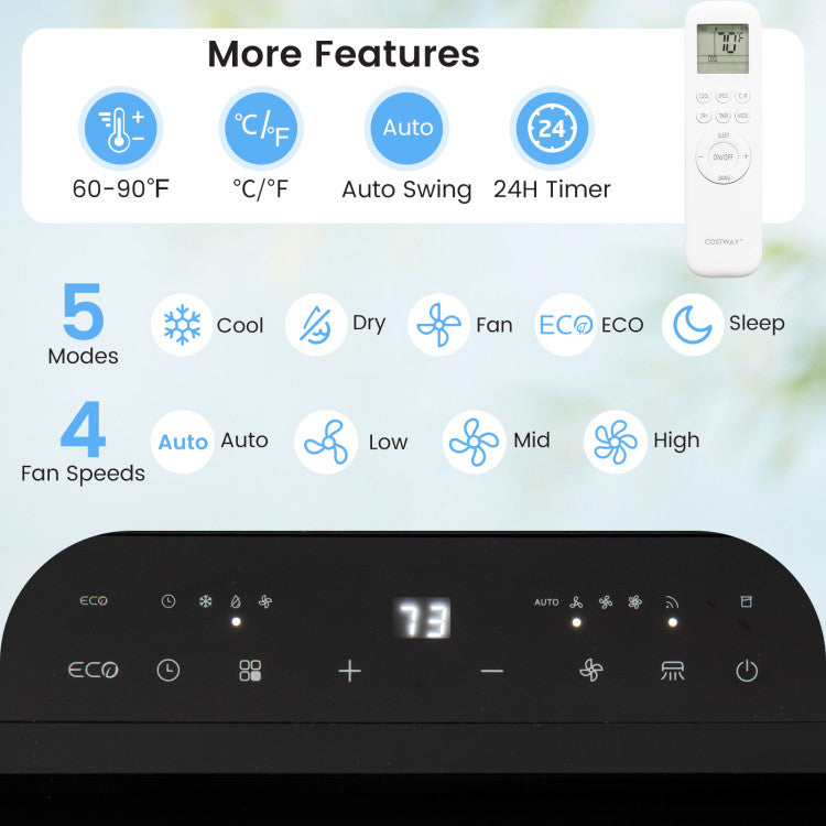 14000 BTU Inverter Portable Air Conditioner 3 in 1 Wifi Enabled AC Unit