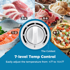 141 L/5 Cu.Ft Compact Chest Freezer with 7-Gear Adjustable Temperature