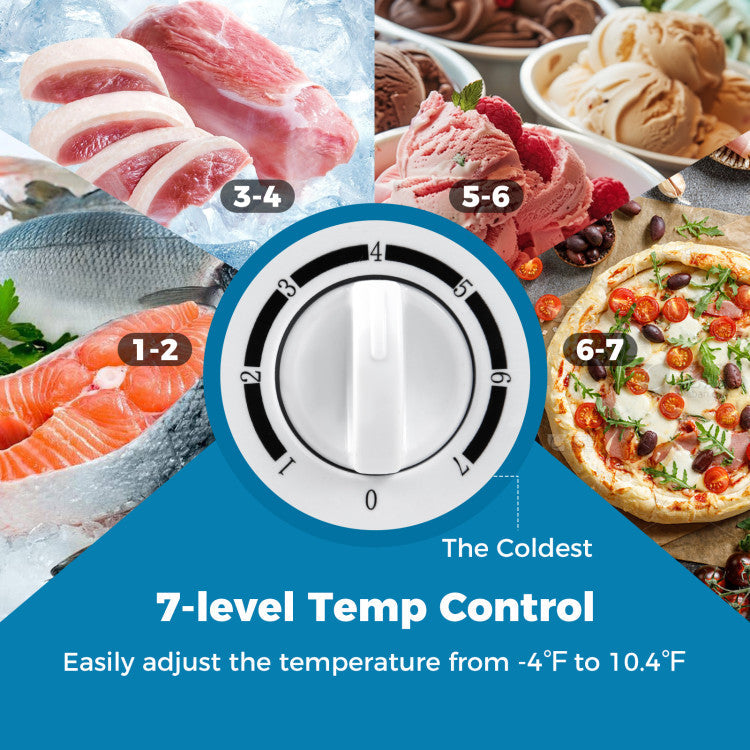 141 L/5 Cu.Ft Compact Chest Freezer with 7-Gear Adjustable Temperature