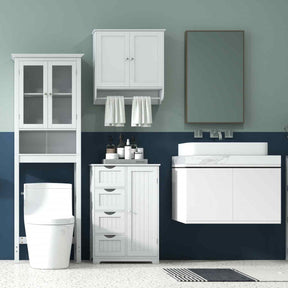Laundry Room Bundle: Wooden Cabinet,Wall-Mounted Bathroom Storage, Clothe Dryer, Laundry Basket