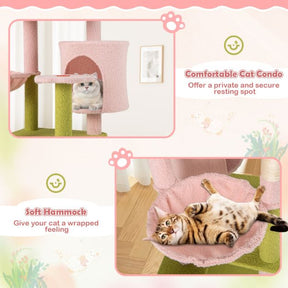 Multi-Level Aesthetic Floral Kitten Tower with Plush Padded Top Perch and Sisal Scratching Posts