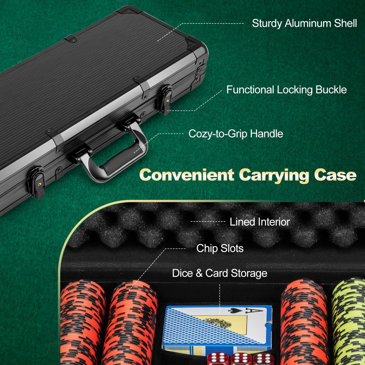 14 Gram Texas Holdem Poker 500/300 Pieces Chip Set with Aluminum Case