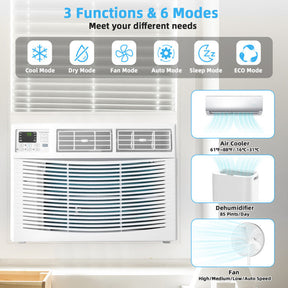15000 BTU Window Air Conditioner 3 In 1 Wall AC Unit with Remote Control and Reusable Filter