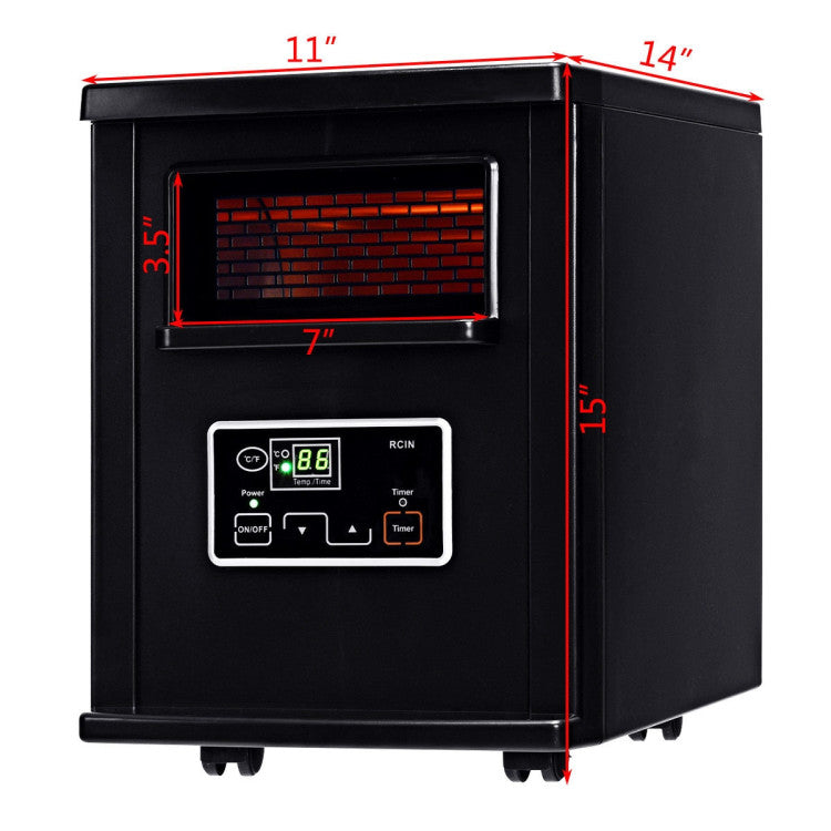 1500W Electric Portable Remote Infrared Heater with Wheels