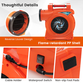 1500W 2 HP Commercial Air Blower UL-listed Inflatable Bounce House Blower with Convenient Handle