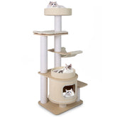 151 CM Space-saving Modern Cat Tree Multi-level Cat Tower w/Detachable Soft Mats