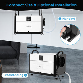 155 Pint Crawl Space Dehumidifier with Auto Defrost and 24H Timer, Commercial Dehumidifier with Adjustable Setting Range, LED Display for Basement