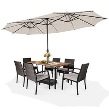 15 FT Outdoor Double-Sided Patio Umbrella with 48 Solar LED Lights and Umbrella Base