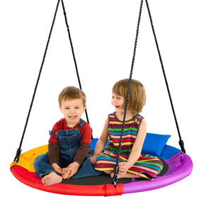 100cm/40" Saucer Tree Swing Outdoor Round Platform Swing with Pillow for Kids