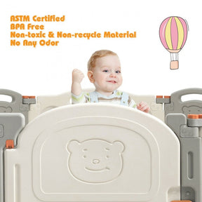 16-Panel Foldable Baby Playpen Kids Safety Activity Center