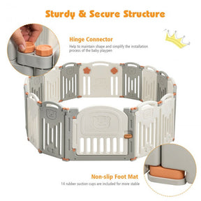 16-Panel Foldable Baby Playpen Kids Safety Activity Center