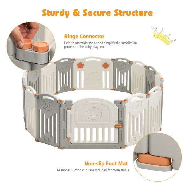 16-Panel Foldable Baby Playpen Kids Safety Activity Center