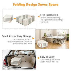 16-Panel Foldable Baby Playpen Kids Safety Activity Center