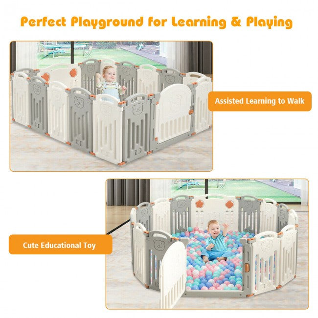 16-Panel Foldable Baby Playpen Kids Safety Activity Center