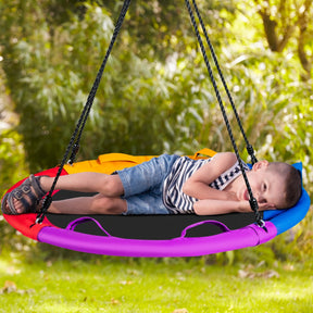 100cm/40" Saucer Tree Swing Outdoor Round Platform Swing with Pillow for Kids