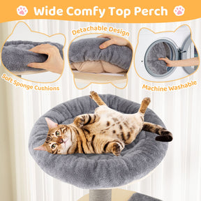 172 CM Cat Tree Multi-level Cat Tower w/Comfy Padded Top Perch & Detachable Mats