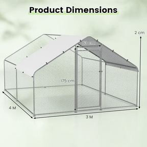 Large Chicken Coop, Walk-in Poultry Cage w/ Waterproof Canopy