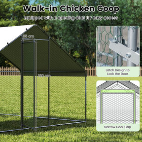 Large Chicken Coop, Walk-in Poultry Cage w/ Waterproof Canopy