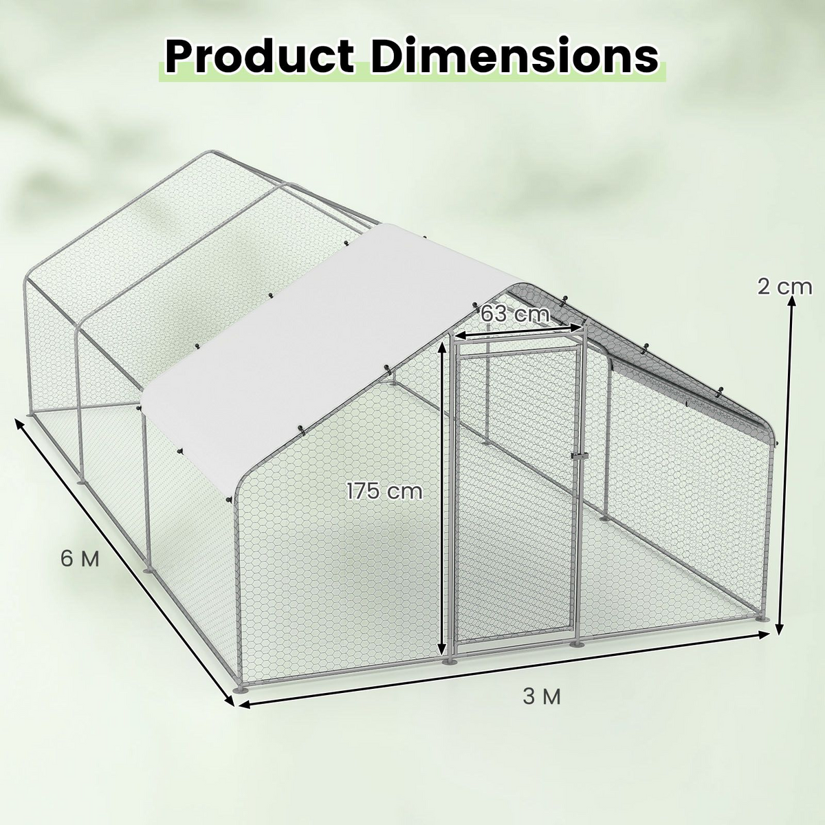 Large Chicken Coop, Walk-in Poultry Cage w/ Waterproof Canopy