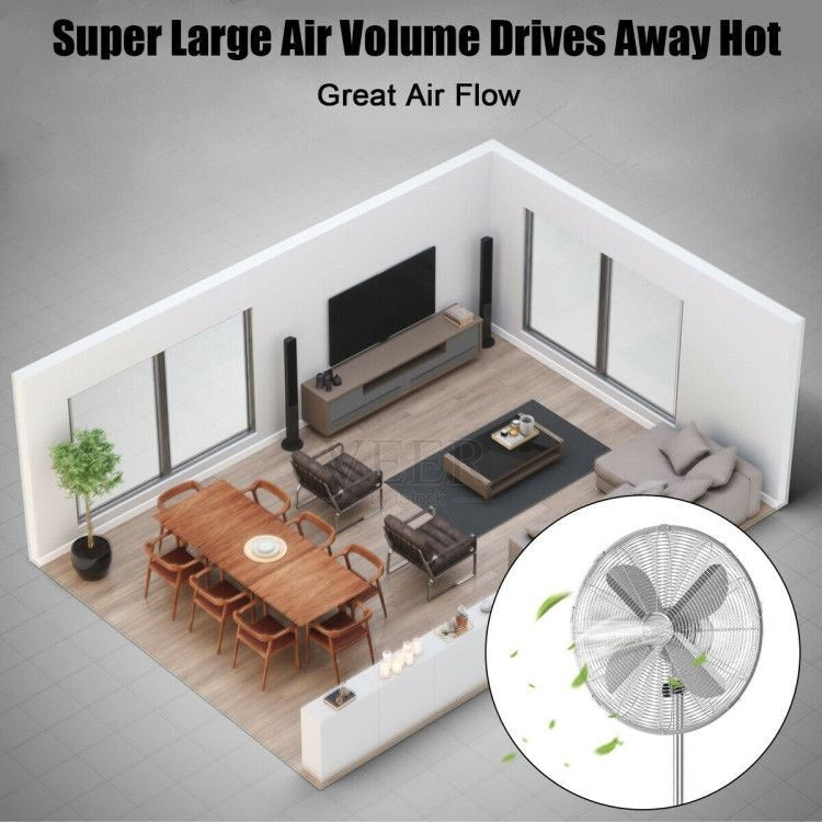 Hikidspace 18-Inch Metal Adjustable Height Oscillating Pedestal Fan with 3 Wind Speeds