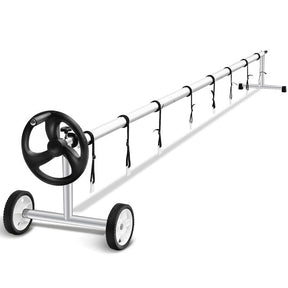 18 FT Aluminum Pool Solar Cover Reel Set Swimming Inground Cover Roller with Wheels