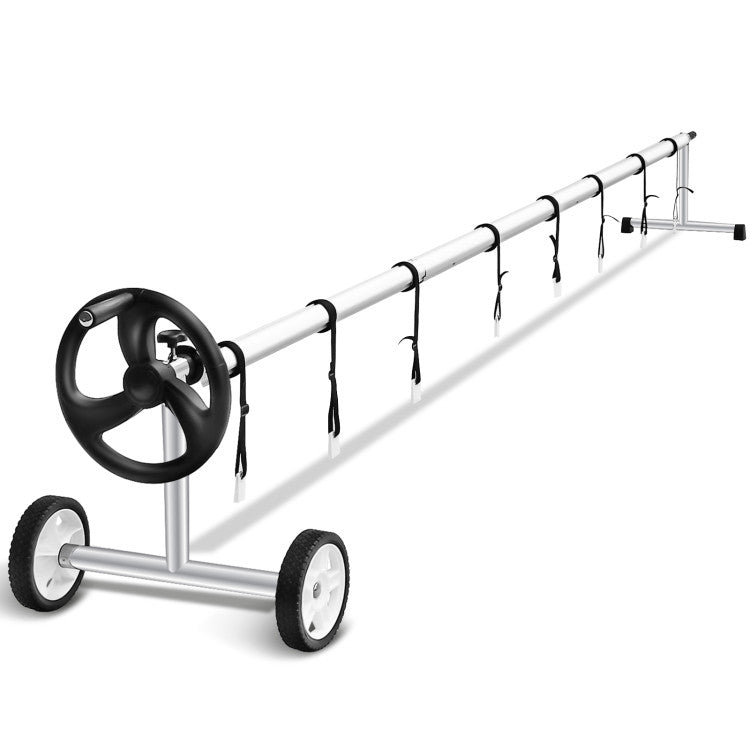 18 FT Aluminum Pool Solar Cover Reel Set Swimming Inground Cover Roller with Wheels