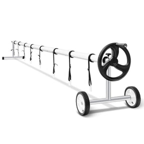 18 FT Aluminum Pool Solar Cover Reel Set Swimming Inground Cover Roller with Wheels