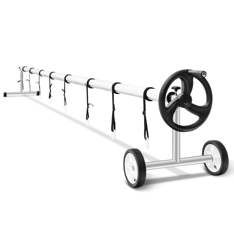 18 FT Aluminum Pool Solar Cover Reel Set Swimming Inground Cover Roller with Wheels