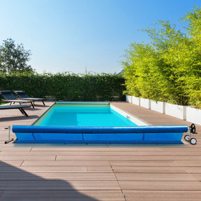18 FT Aluminum Pool Solar Cover Reel Set Swimming Inground Cover Roller with Wheels