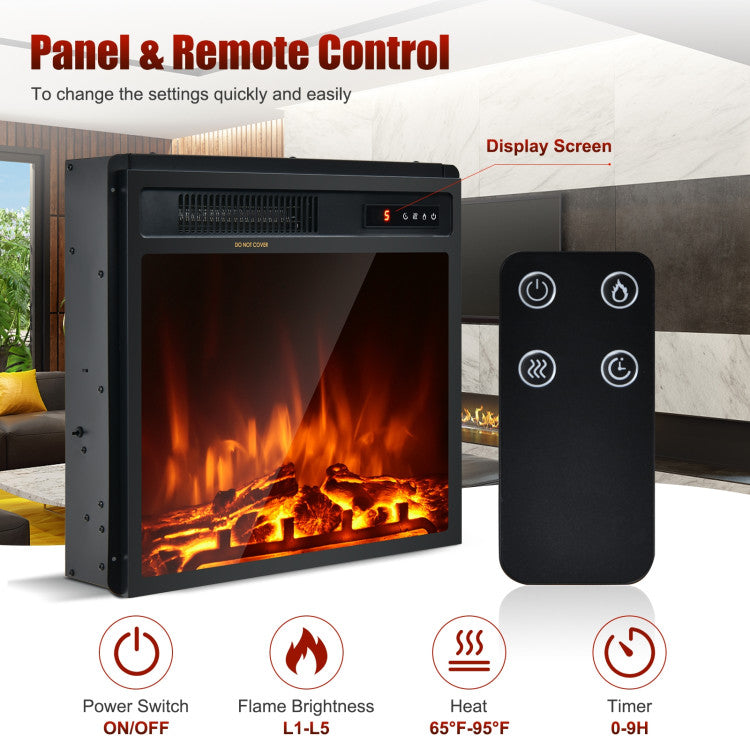 18 Inch 1500W Electric Fireplace Freestanding Heater with Remote Control