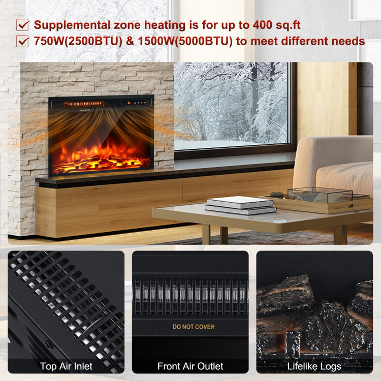 18 Inch 1500W Electric Fireplace Freestanding Heater with Remote Control