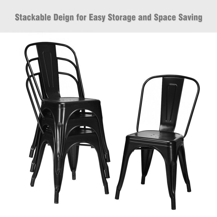 18 Inch Set of 4 Metal Dining Chair with Stackable Design