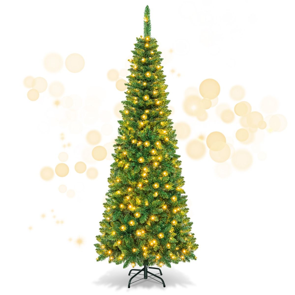 135cm/198cm Full Christmas Decoration Artificial Pencil Tree with 226/708 PVC Branch Tips