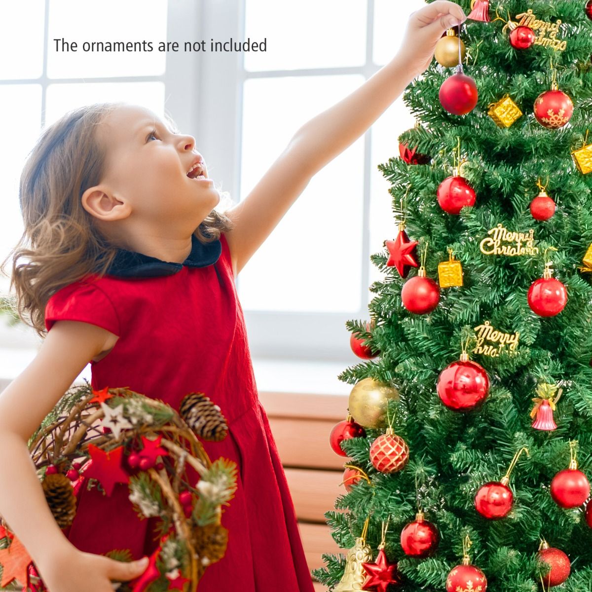135cm/198cm Full Christmas Decoration Artificial Pencil Tree with 226/708 PVC Branch Tips