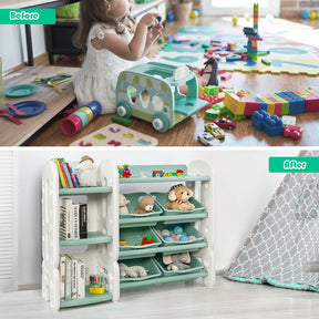 Kids Toy Storage Organizer with Bins and Multi-Layer Shelf for Living room and Playroom