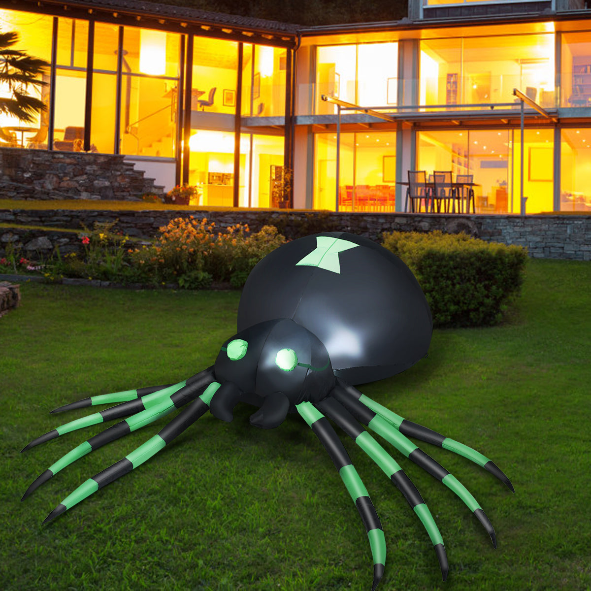 1.8M Halloween Inflatable Spider w/ LED Lights & Powerful Blower