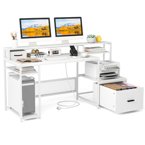 170cm Computer Desk Home Office Desk w/ Power Outlets & USB Ports Workstation