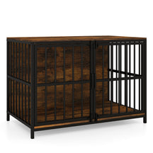 Heavy-Duty Dog Crate Furniture, 100 cm Dog Kennel with Dual Lockable Double Doors