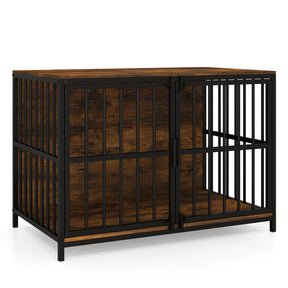 Heavy-Duty Dog Crate Furniture, 100 cm Dog Kennel with Dual Lockable Double Doors