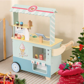 Kids Ice Cream Cart Pretend Play Set for Toddlers with Vending Machine