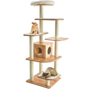 Modern Cat Climbing Tree with Scratch Resistant Sisal Rope Column