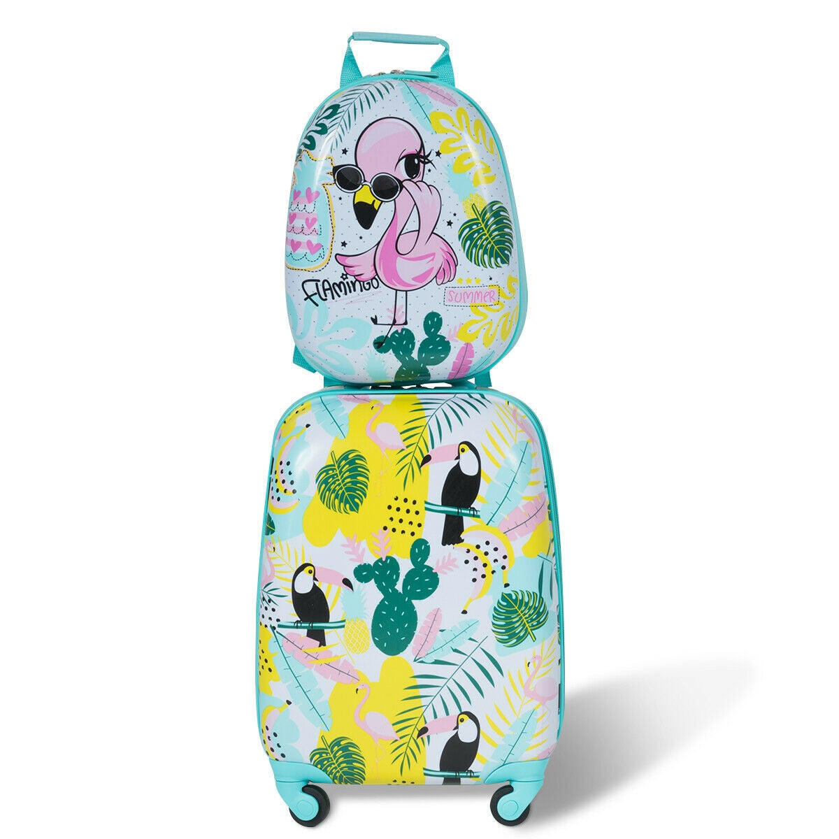2 Pieces Kids Luggage Set 12-inch Backpack and 16-inch Rolling Suitcase Travel