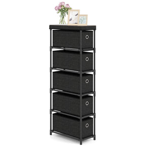 Narrow Dresser with 5 Drawers Slim Storage Tower Space-Saving Chest of Drawers