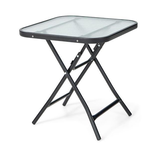 Folding Coffee Table with Tempered Glass Tabletop