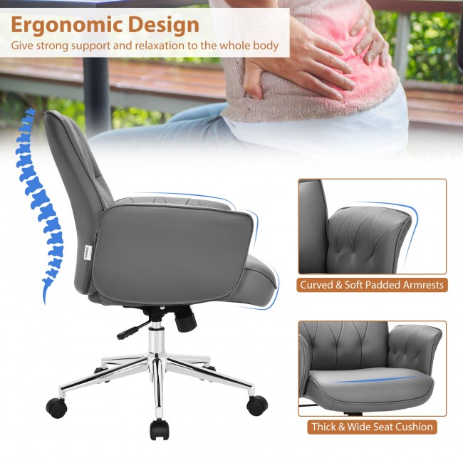 Chairliving - PU Leather Adjustable Swivel with Armrest Home Office Leisure Chair