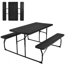 Outdoor Camping Picnic Table Bench Set Dining Set with Metal Base