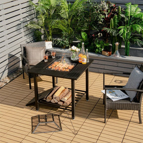 31" Multifunctional Outdoor Fire Pit Patio Fireplace Dining Table with BBQ Grate