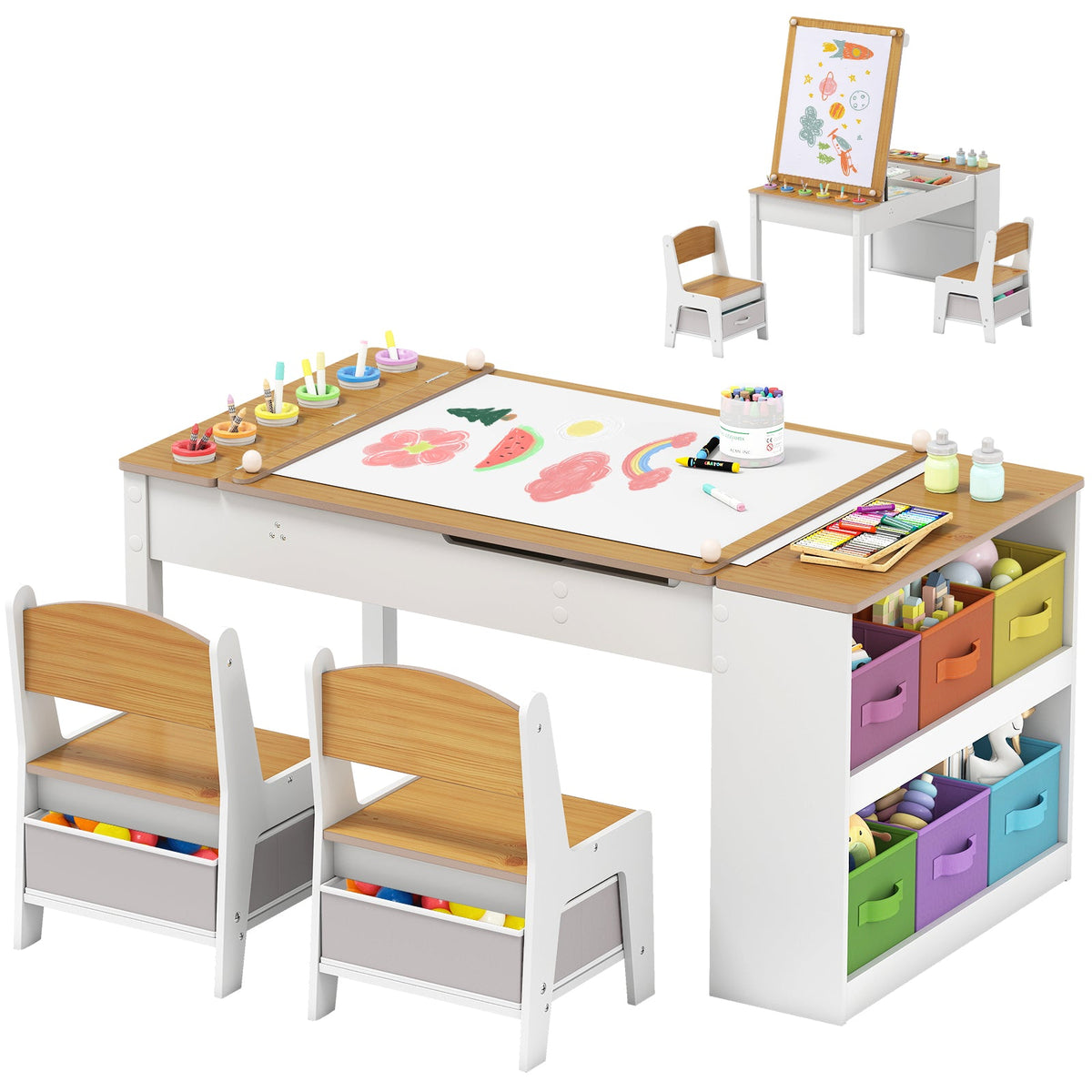 Multi-functional Kids Art Easel Table & Chair Set