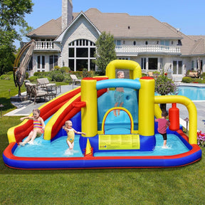 7-in-1 Inflatable Water Slide Water Park Kids Bounce Castle with 735W Air Blower